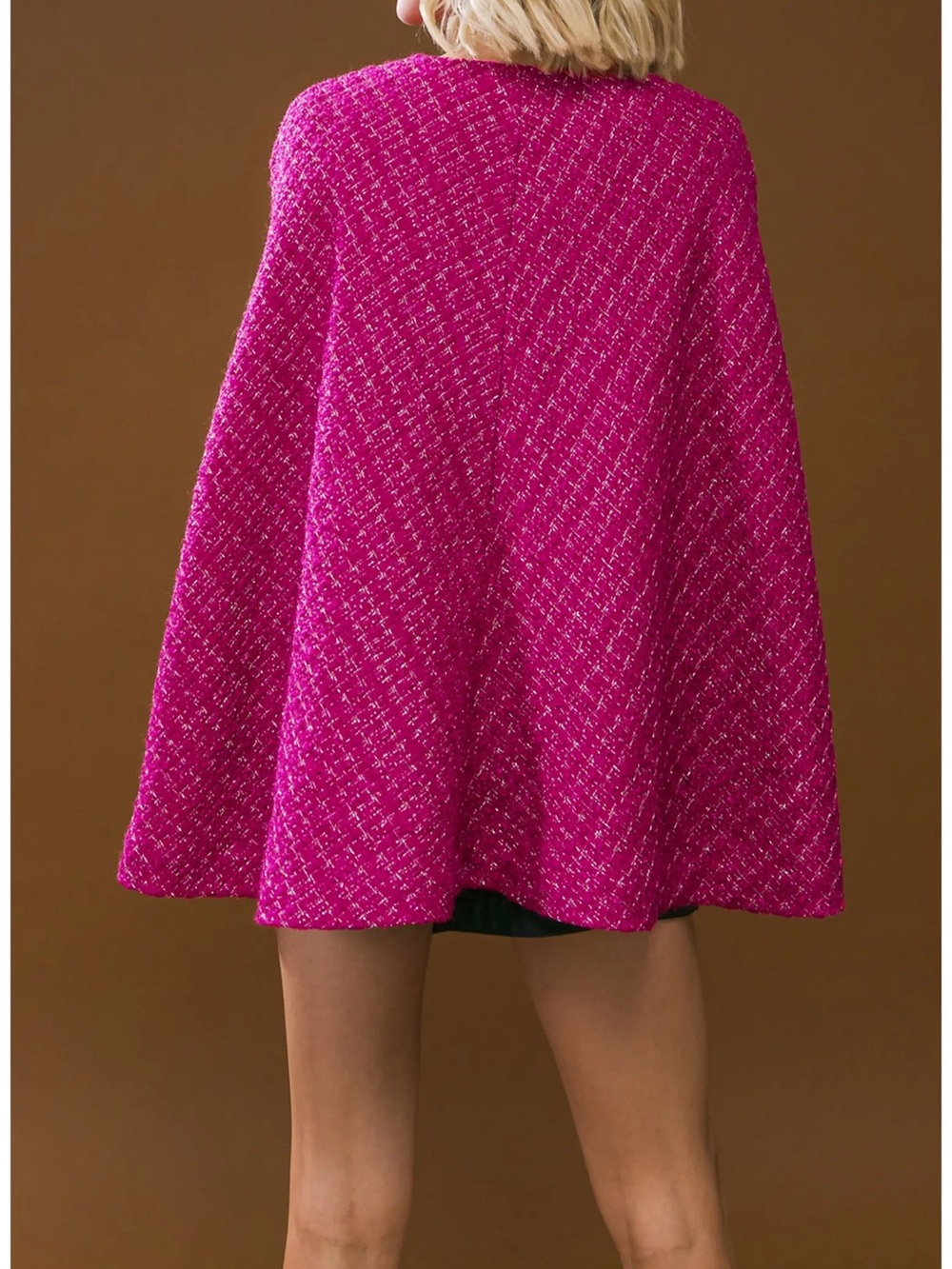 NWT! Flying Tomato Hot Pink Genevieve Tweed Cape - Picture 3 of 12